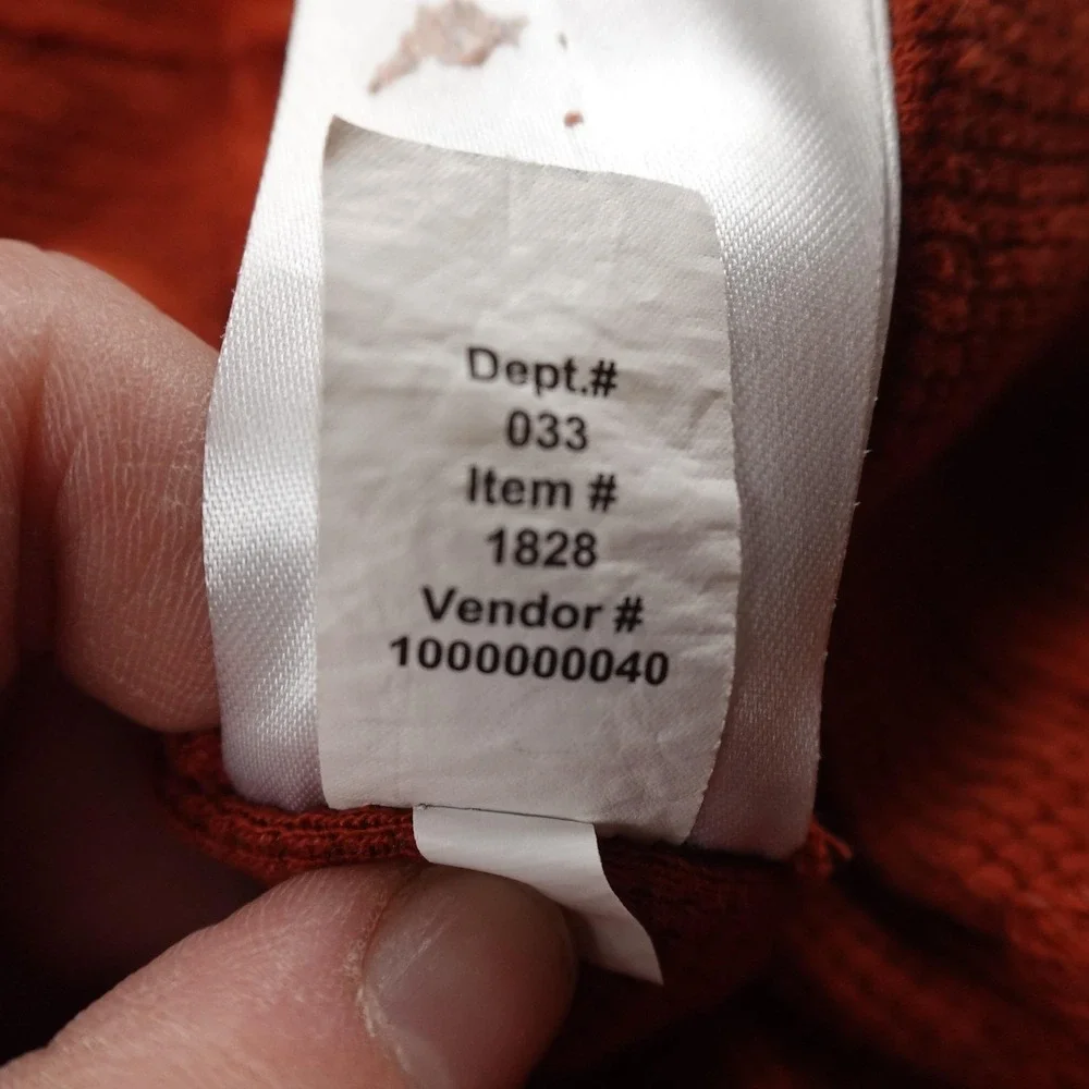 Eddie Bauer Sweater Mens L Orange Waffle Knit Thermal Crewneck Pullover Hiking‎ - Picture 10 of 11